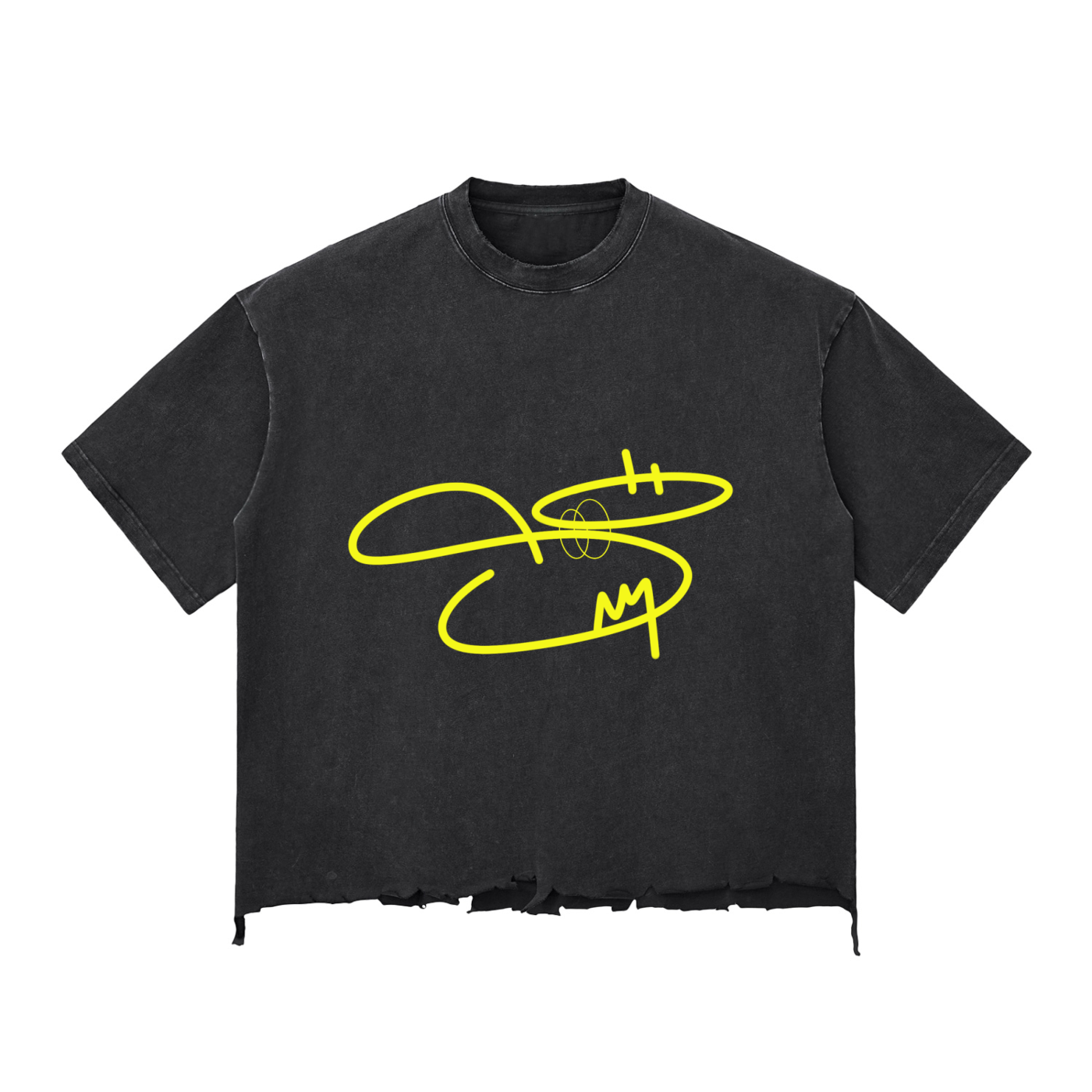 SIKES OFF  Snow Wash Raw-Hem Boxy T-shirt