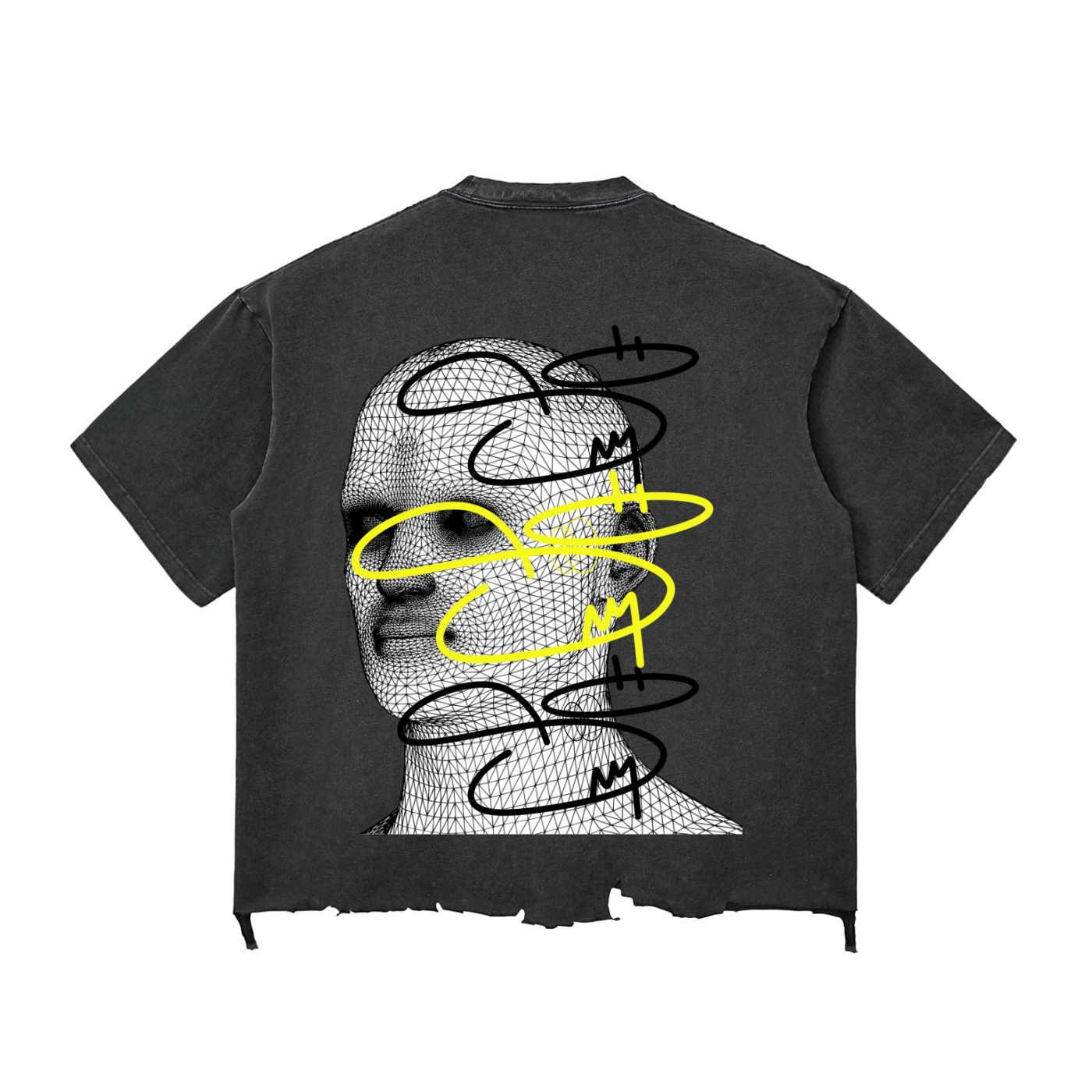 SIKES OFF  Snow Wash Raw-Hem Boxy T-shirt